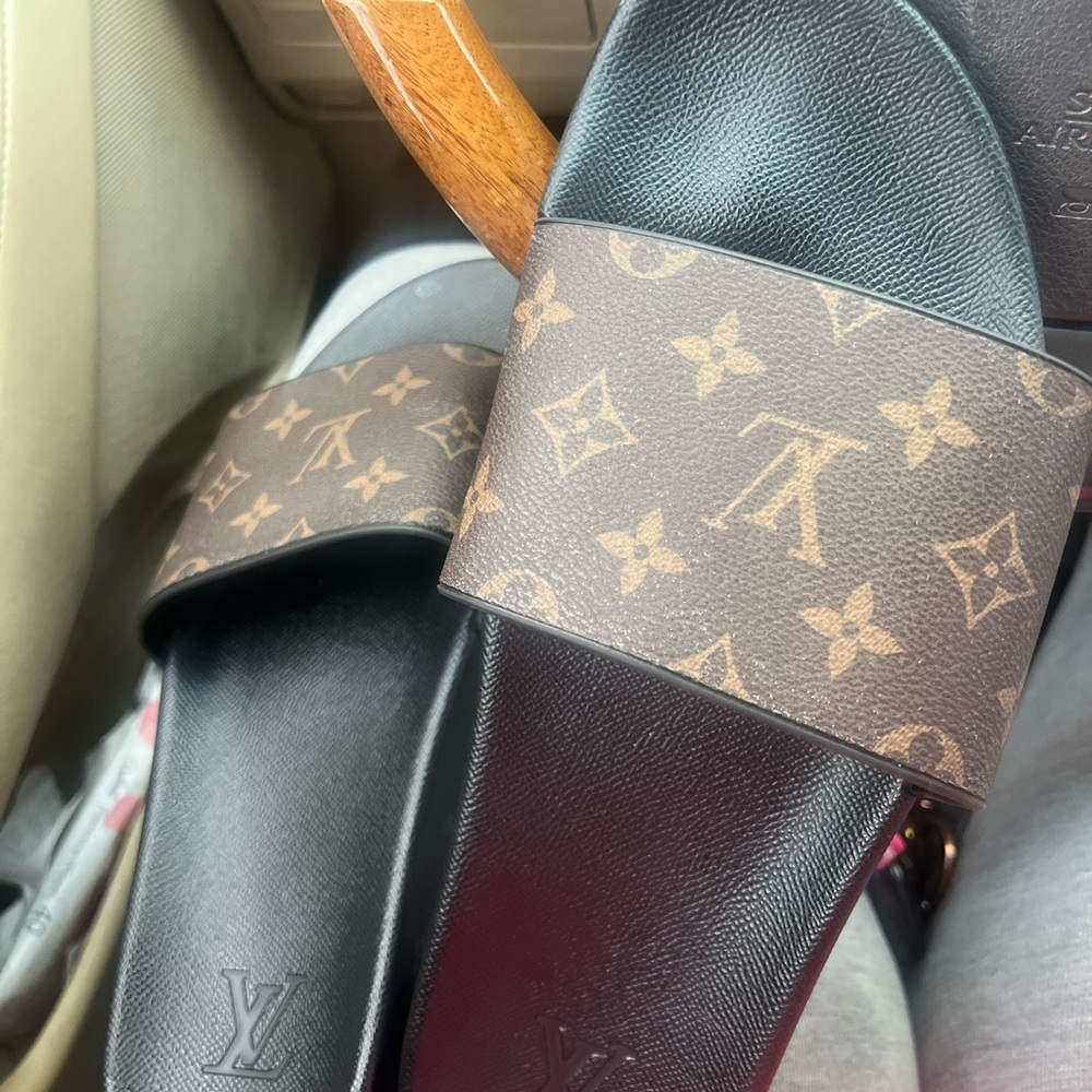 Louis Vuitton Black and Brown Monogram Sandals